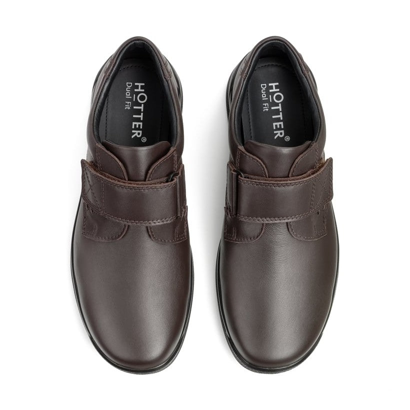 Hotter Mens BROWN Leather SEDGWICK touch fastening Shoe