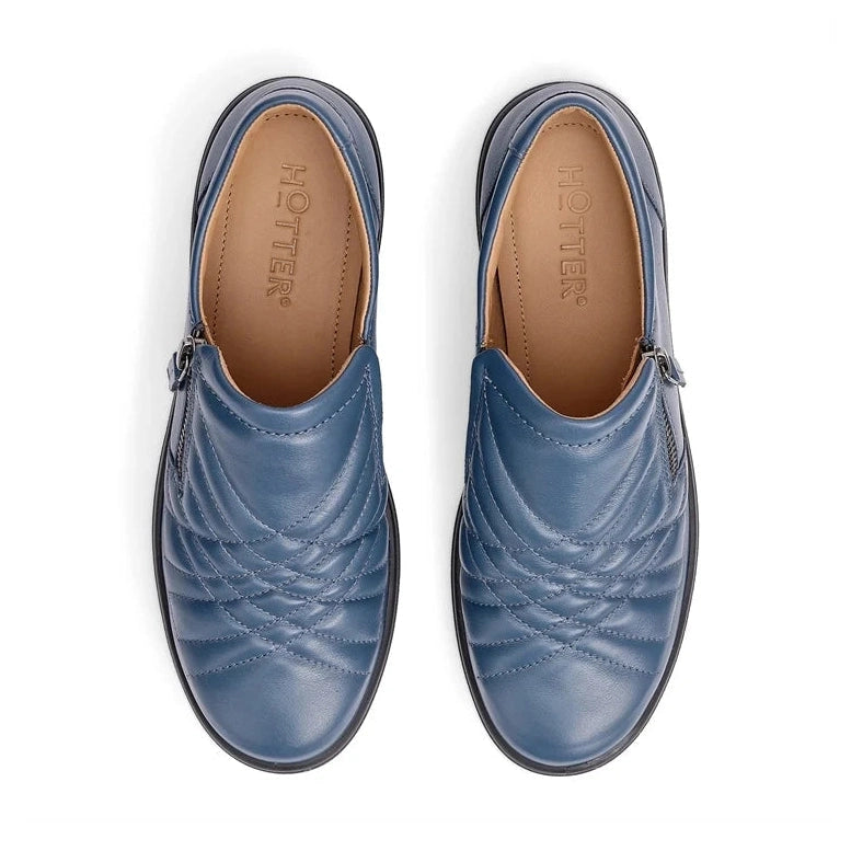 Hotter Poppy Wide Fit AQUATIC BLUE Zip Trainer Style Shoe