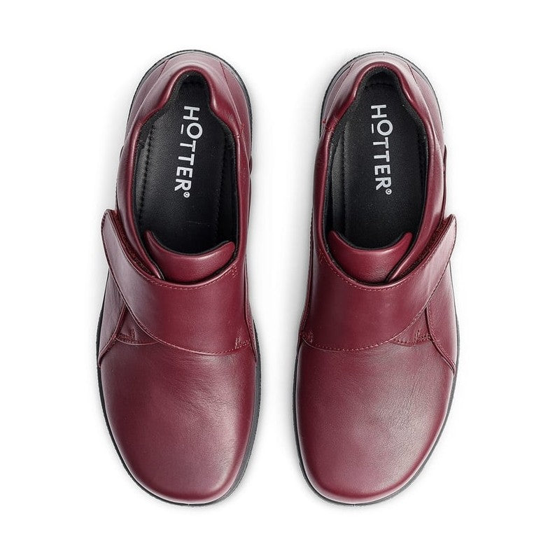 Hotter SUGAR Maroon touch fastening Wide Fitting Shoe