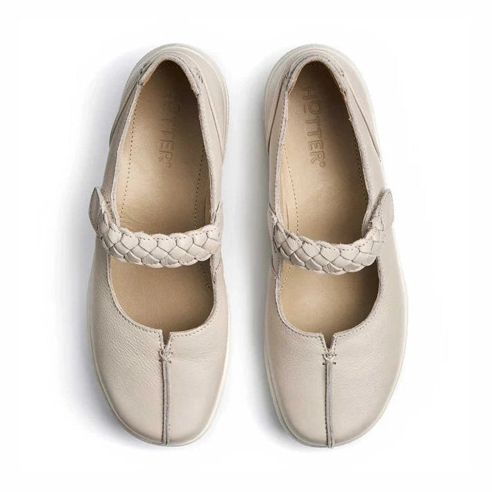 Hotter Shake Cement / Beige Soft Leather Comfort Bar Shoe
