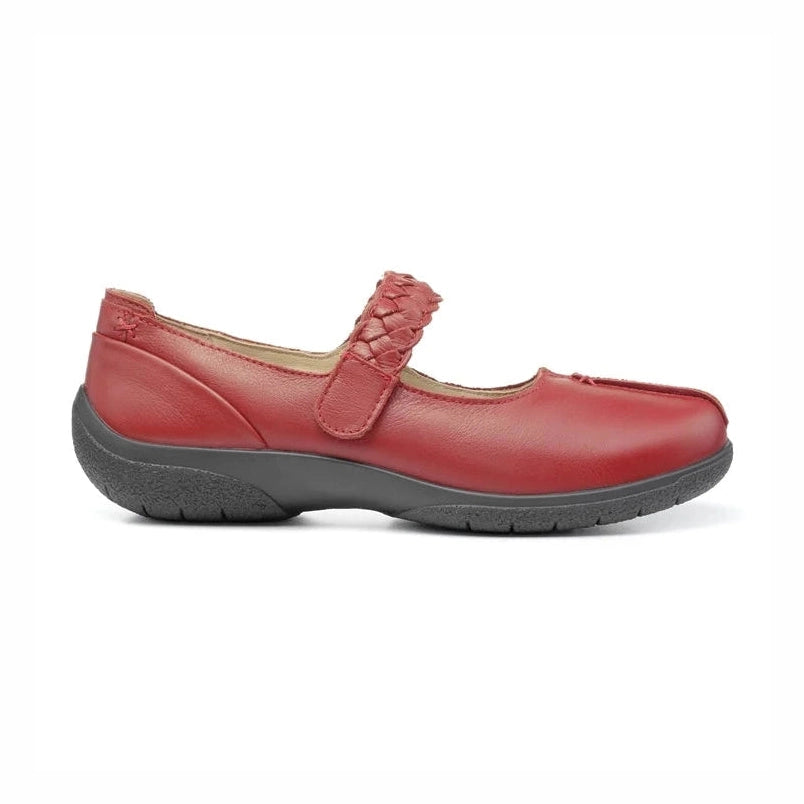 Hotter Shake Red Leather Comfort Bar Shoe