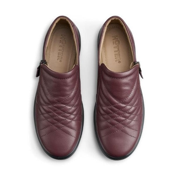 Hotter Shoe POPPY Trainer style Shoe with Zip WIDE MAROON