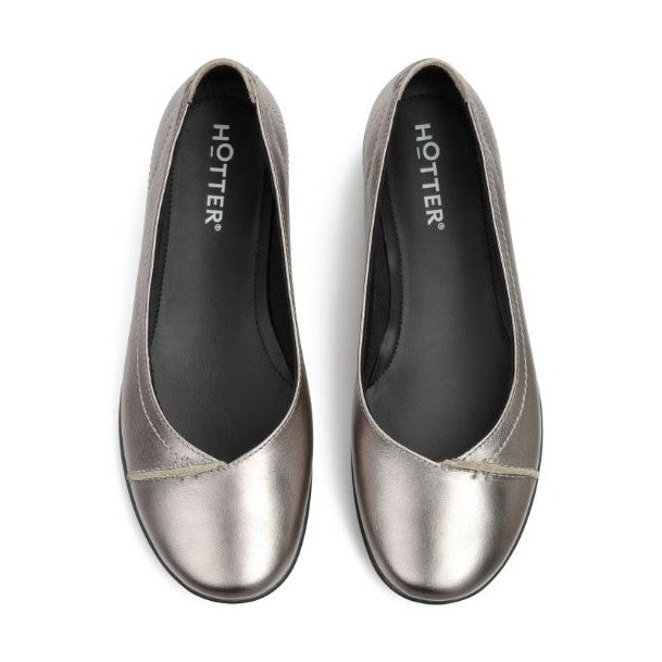Hotter Shoe ROBYN Ballerina style Flat court shoe WIDE PEWTER
