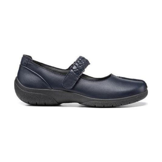 Hotter Shoe Shake Leather Wide Fitting Bar Shoe NAVY WIDE
