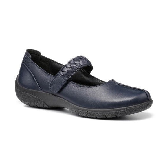 Hotter Shoe Shake Leather Wide Fitting Bar Shoe NAVY WIDE