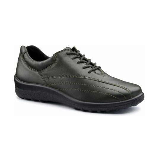 Hotter Shoe Tone Forest GREEN Leather Lace up Wide Fitting Shoe