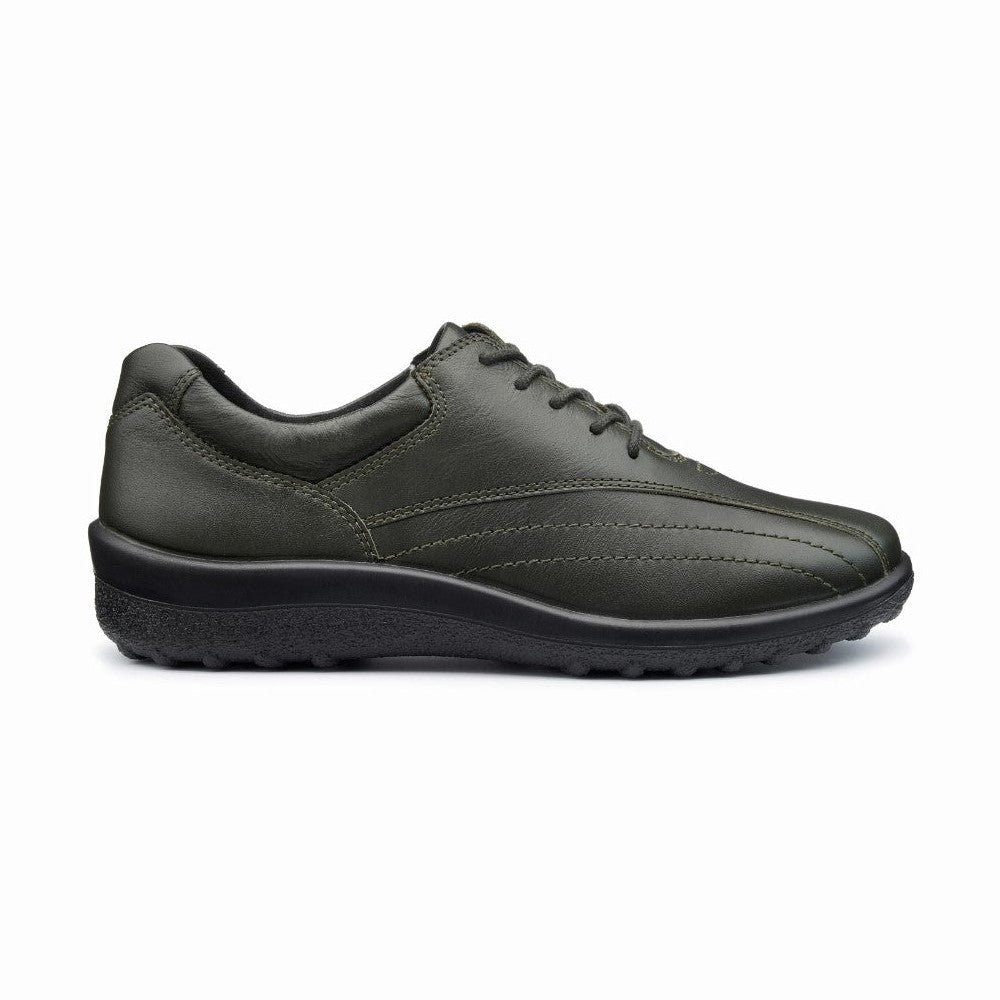 Hotter Shoe Tone Forest GREEN Leather Lace up Wide Fitting Shoe