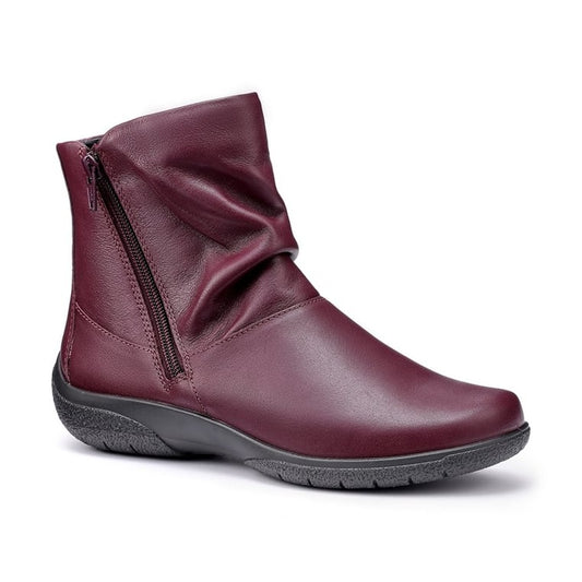 Hotter Whisper Dark Cherry wide Fitting Twin Zip Ankle Boot