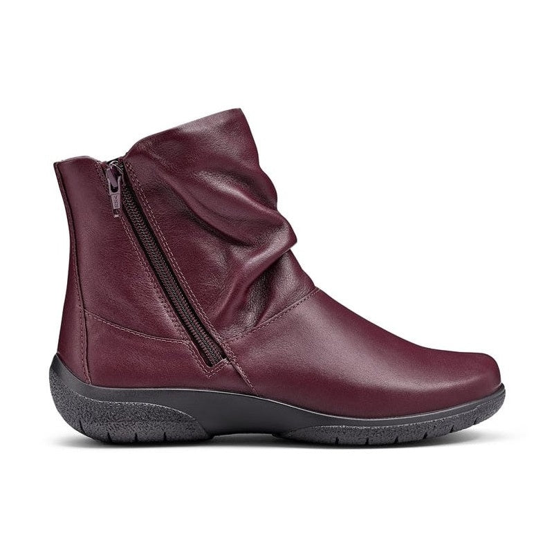 Hotter Whisper Dark Cherry wide Fitting Twin Zip Ankle Boot