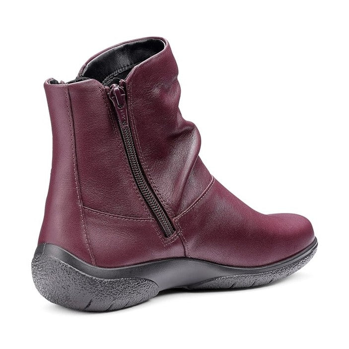 Hotter Whisper Dark Cherry wide Fitting Twin Zip Ankle Boot