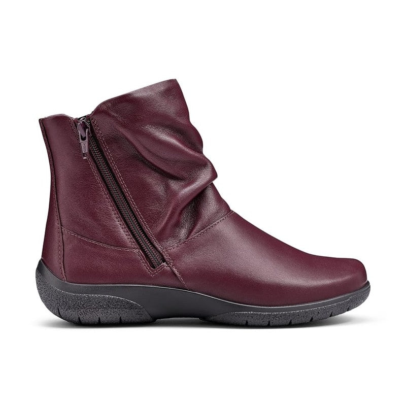 Hotter Whisper Dark Cherry wide Fitting Twin Zip Ankle Boot