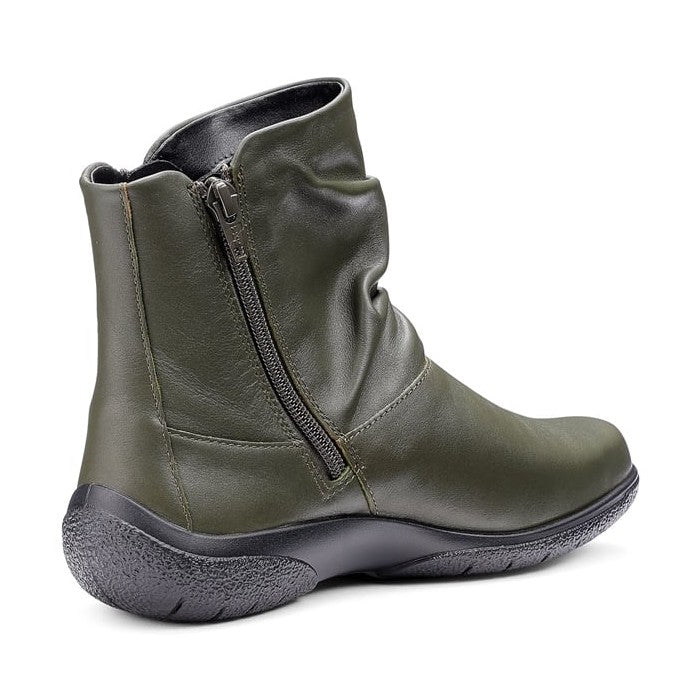 Hotter Whisper Forest Green Wide Fitting Twin Zip Ankle Boot