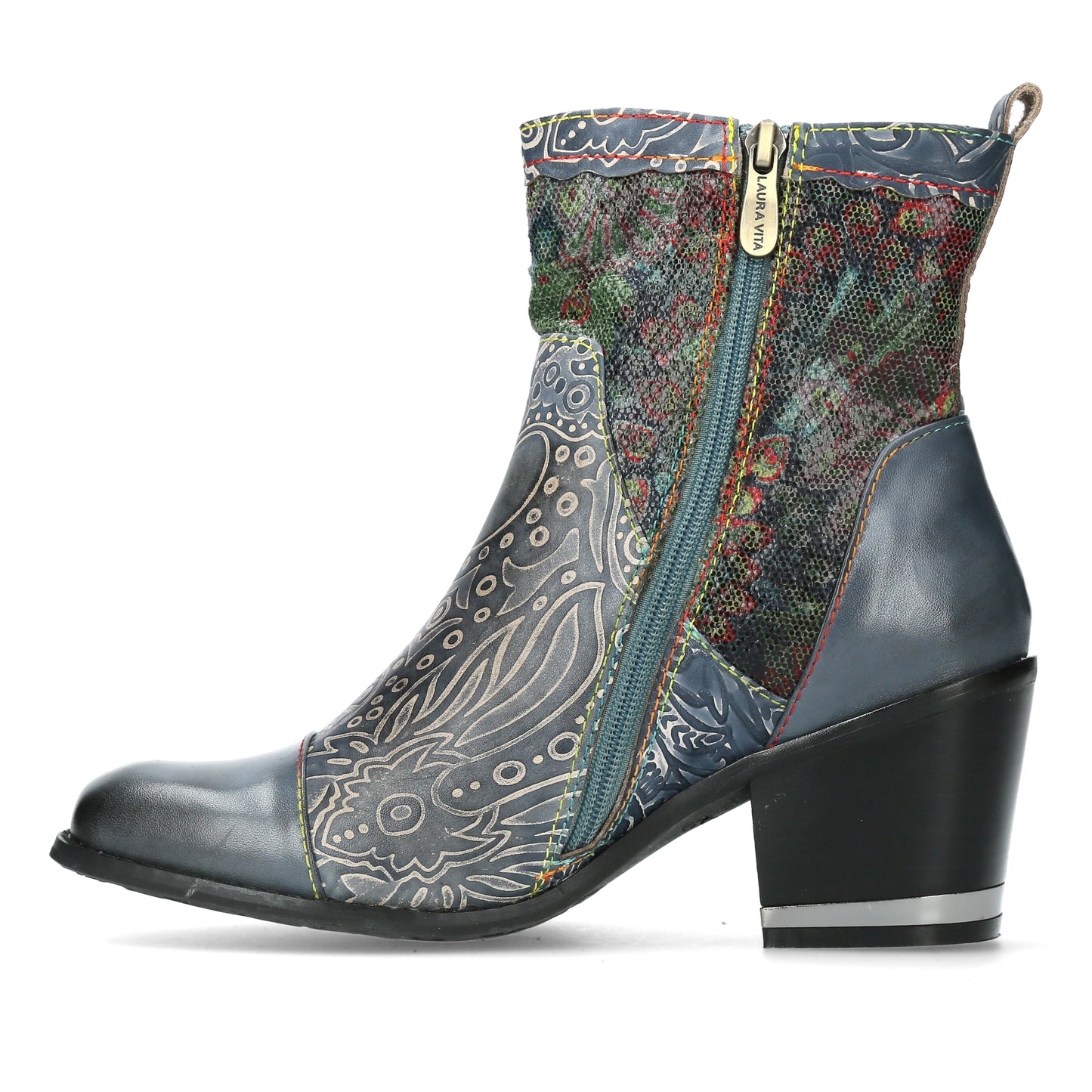Laura Vita Igcreo 02 JEANS Leather Cuban Heel Ankle Boot