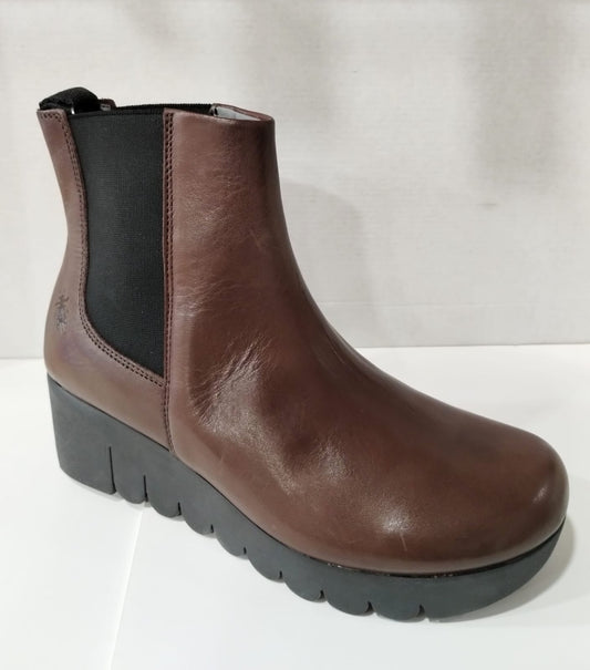 Fly London Vaze BROWN Leather Wedge Chelsea Boot