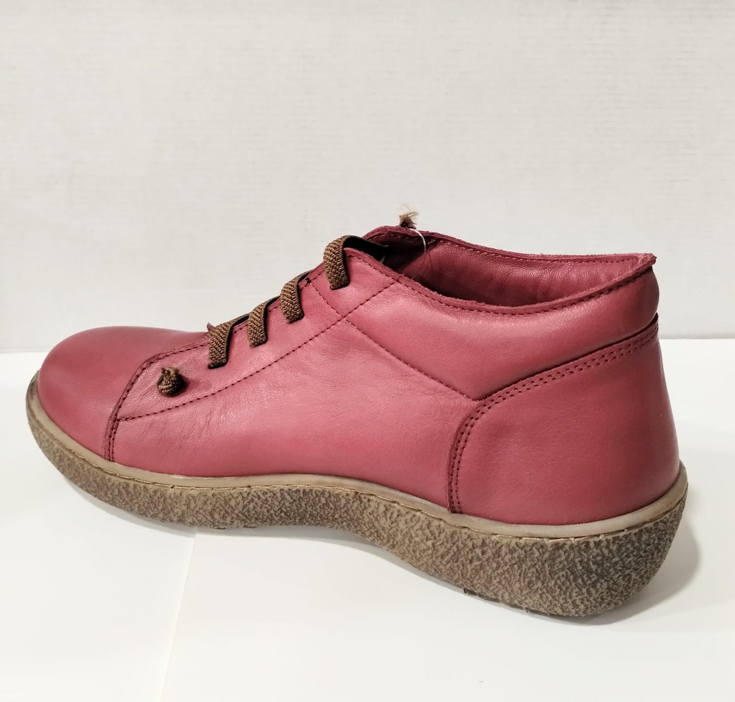 Modella Dakota Burgundy Soft Leather Elastic Lace Slip On Ankle Boot