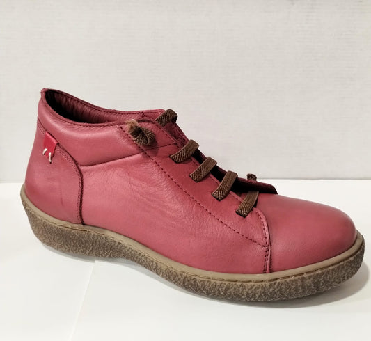 Modella Dakota Burgundy Soft Leather Elastic Lace Slip On Ankle Boot