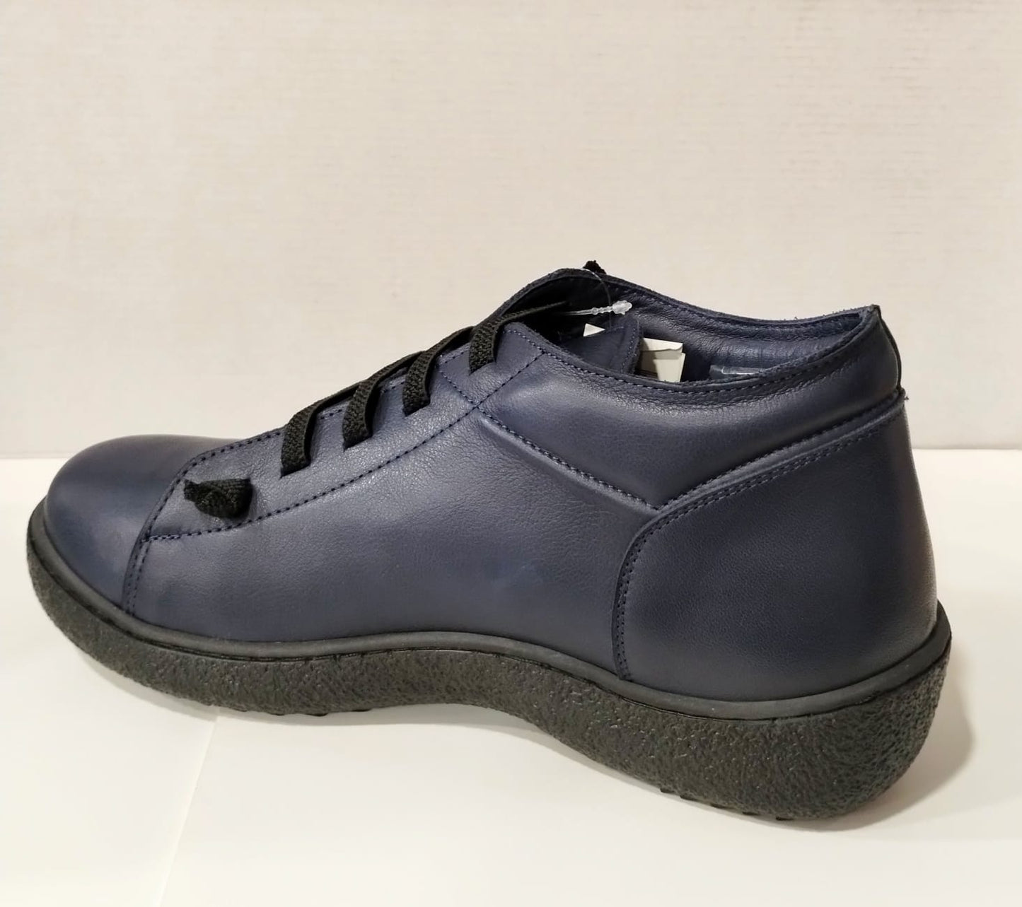 Modella Dakota Navy Soft Leather Elastic Lace Slip On Ankle Boot