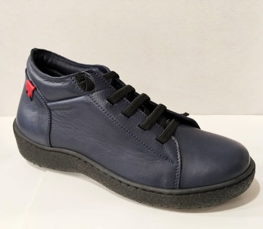 Modella Dakota Navy Soft Leather Elastic Lace Slip On Ankle Boot