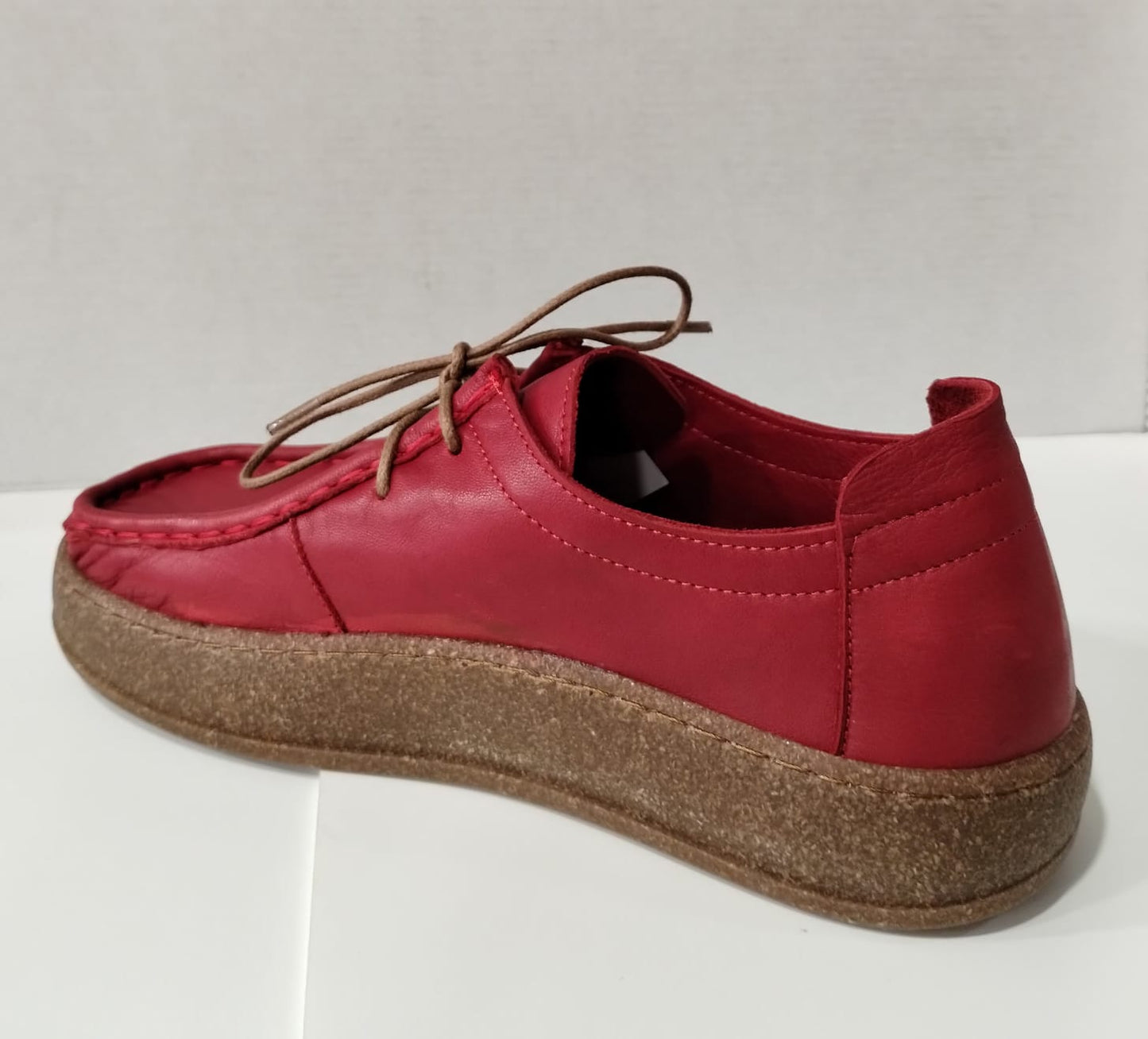 Modella Camden RED Soft Leather Chunky Sole Wallabee Style Shoe
