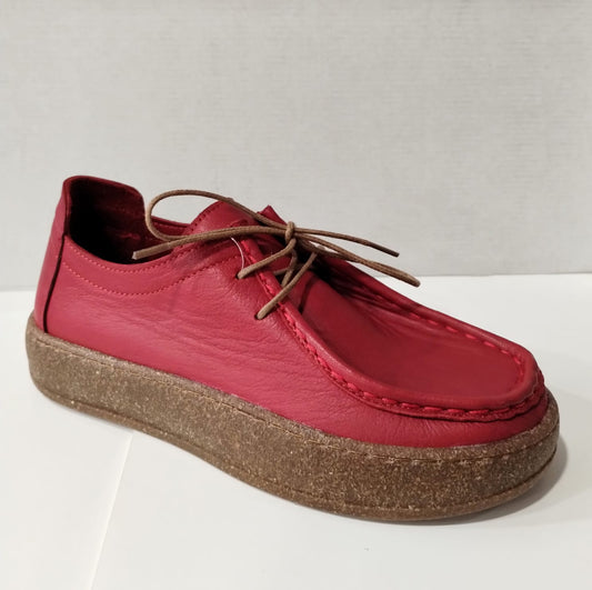 Modella Camden RED Soft Leather Chunky Sole Wallabee Style Shoe