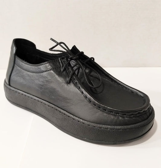 Modella Camden BLACK Soft Leather Wallabee Style Shoe