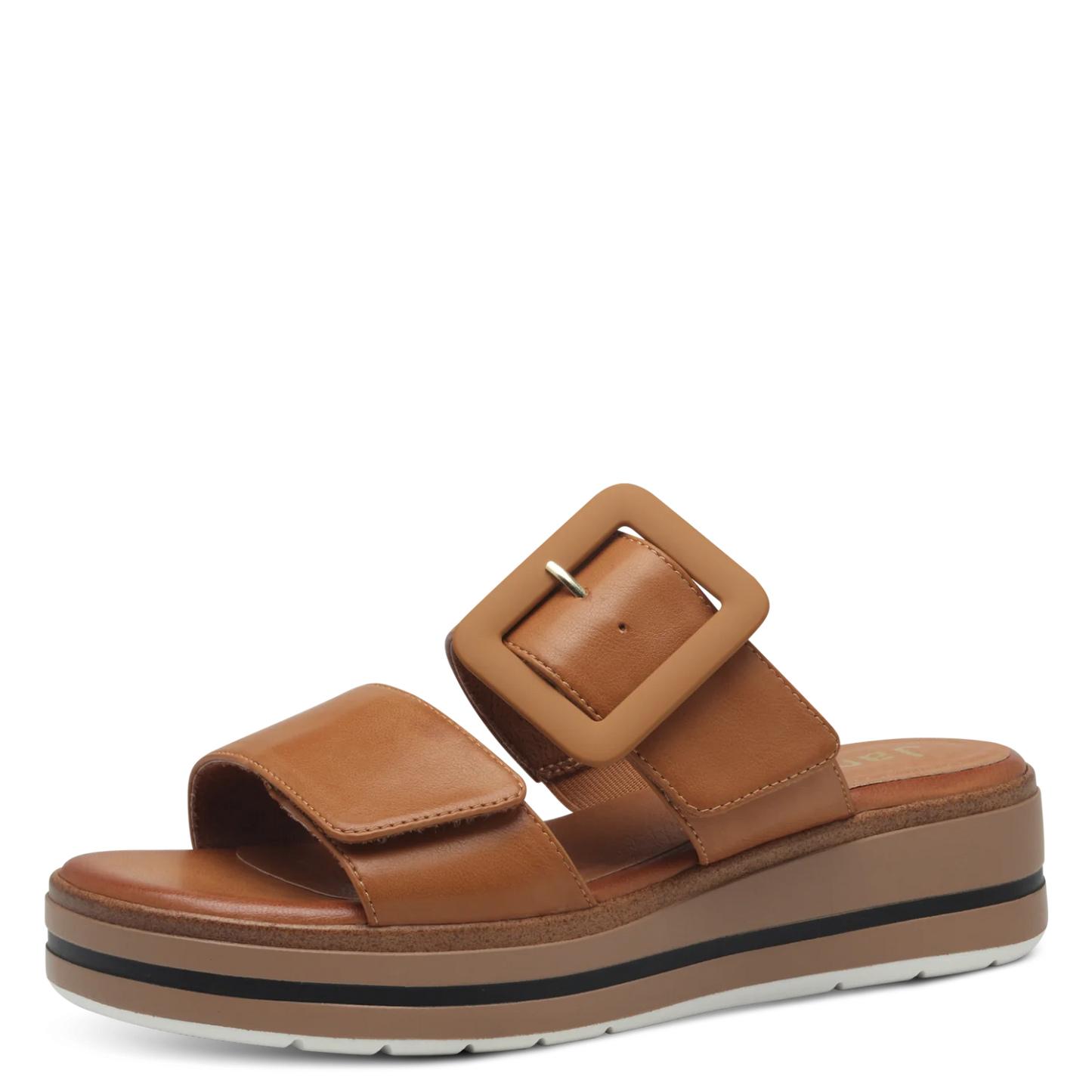 Jana 27271-42 TAN Touch Fastening Adjustable Wedge Mule Sandal
