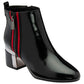 Lotus Boot Issy Smart Heeled Ankle Boot with double Zip and red stripe detail  BLACK ULB418