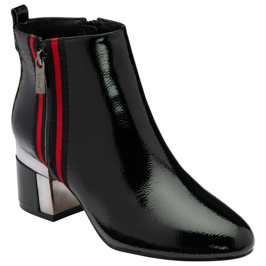 Lotus Boot Issy Smart Heeled Ankle Boot with double Zip and red stripe detail  BLACK ULB418