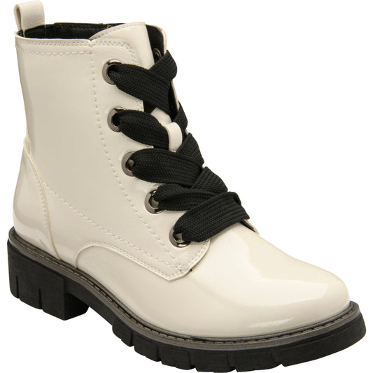 Lotus Ankle Boot with lace and Zip fastening Jojo WHITE PATENT ULB350