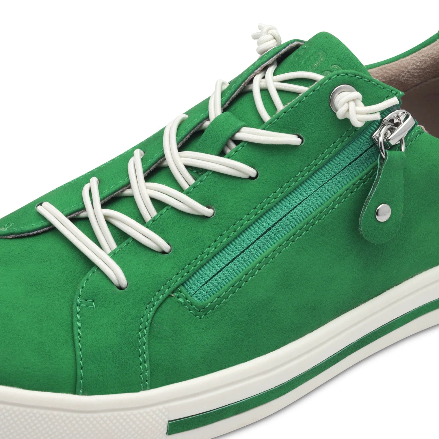 Jana 23660 GREEN Wide Fit Trainer Style Shoe With Elasticated Laces and Zip