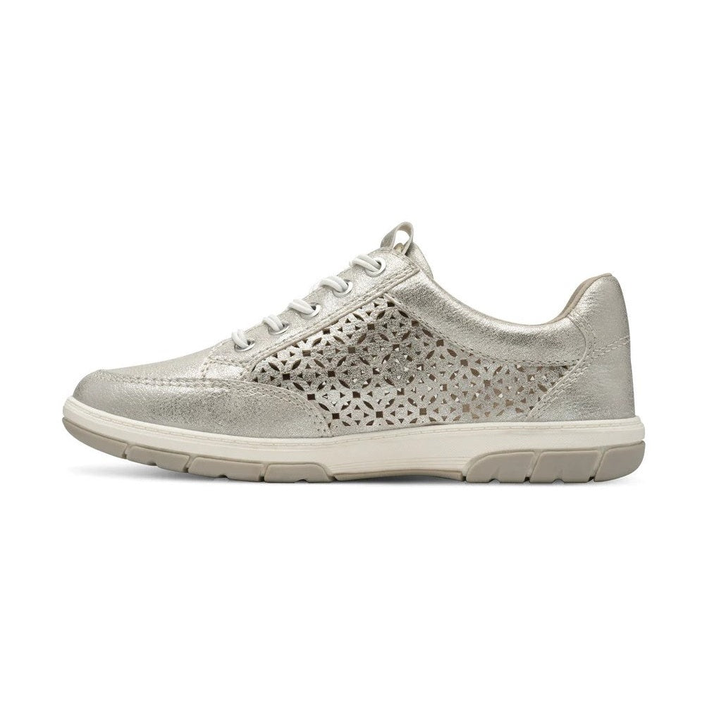 Jana 23665-44 SILVER Wide Fitting Trainer with Laces and Zip