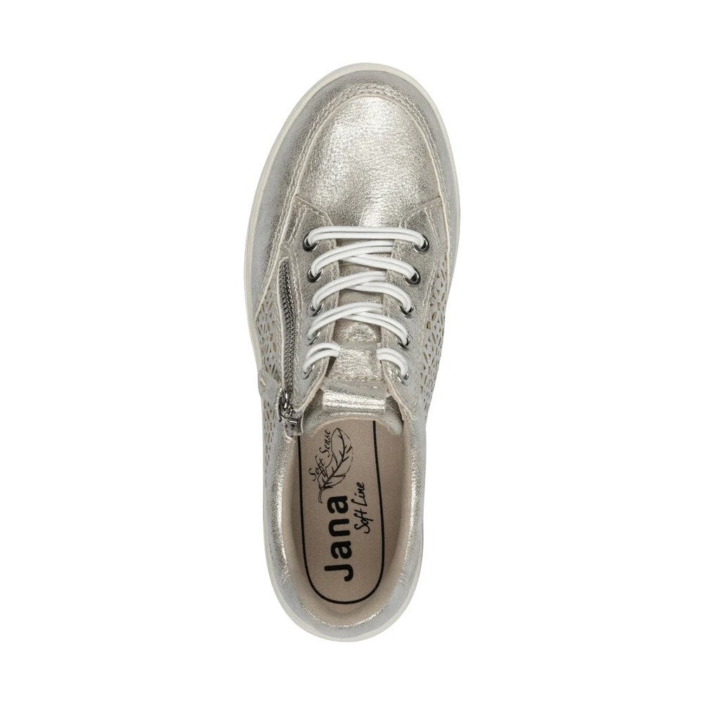 Jana 23665-44 SILVER Wide Fitting Trainer with Laces and Zip