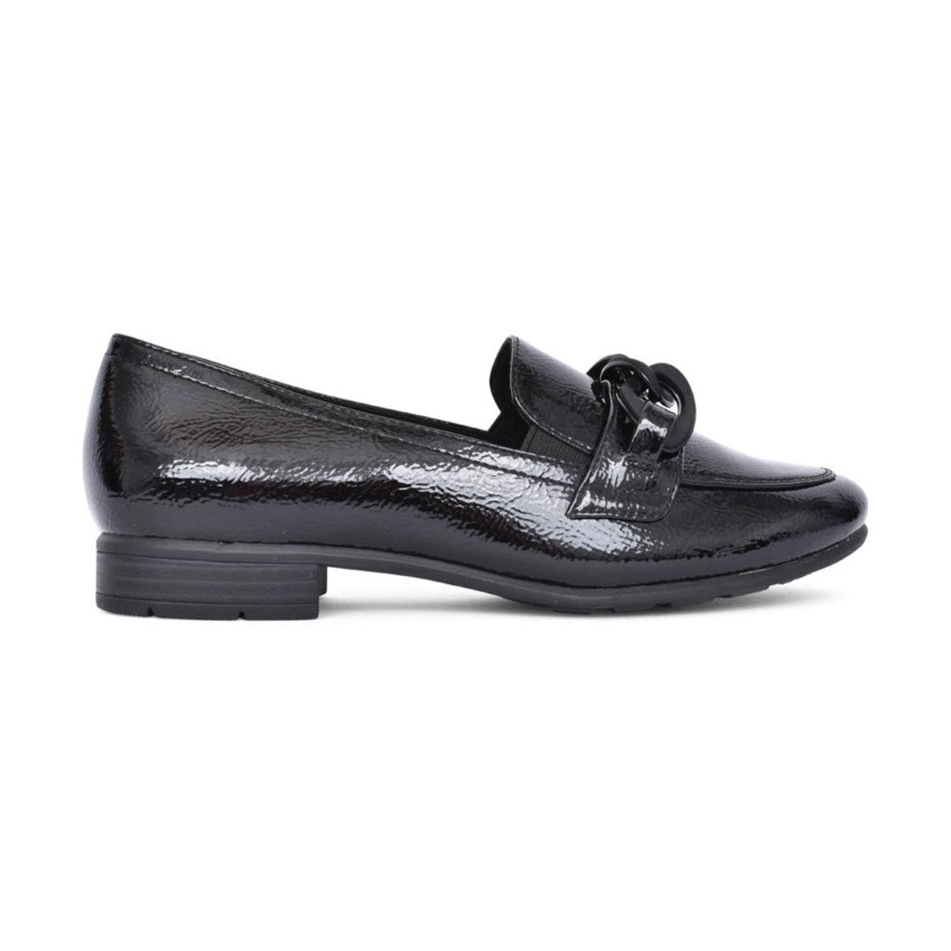 Jana 24260 BLACK Patent H fitting Slip On Shoe
