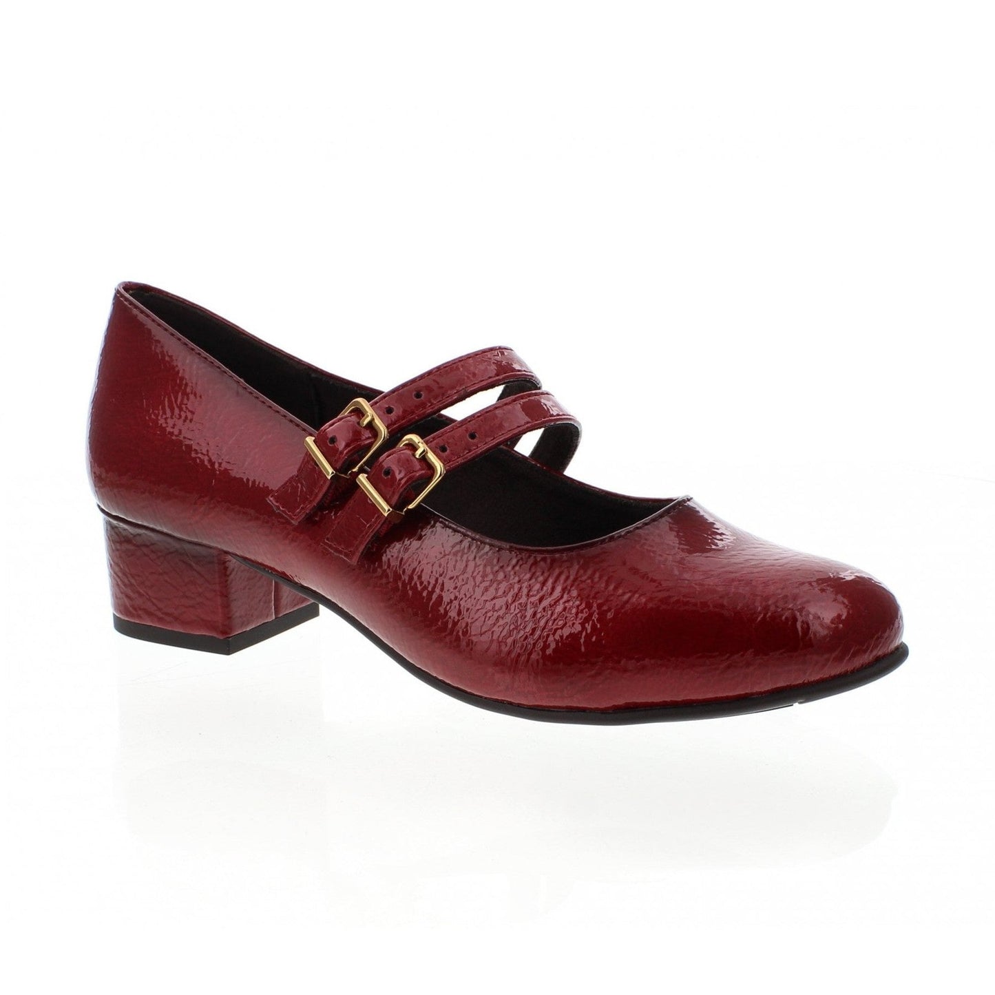 Jana 24366-45 Block Heel Mary Jane Bar Shoe Red Patent
