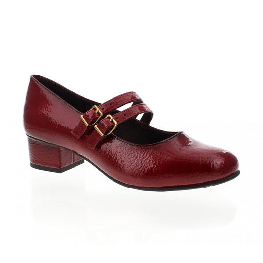 Jana 24366-45 Block Heel Mary Jane Bar Shoe Red Patent