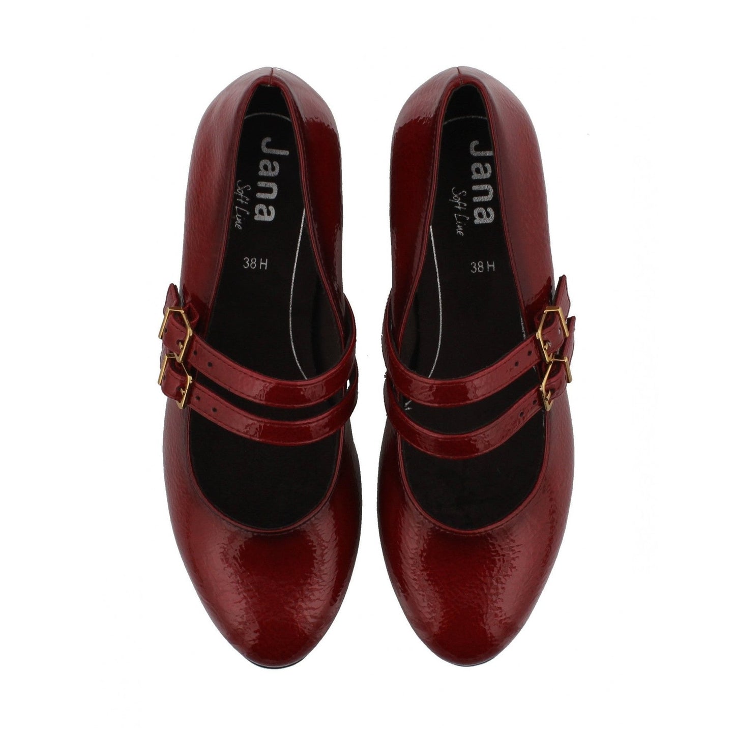 Jana 24366-45 Block Heel Mary Jane Bar Shoe Red Patent