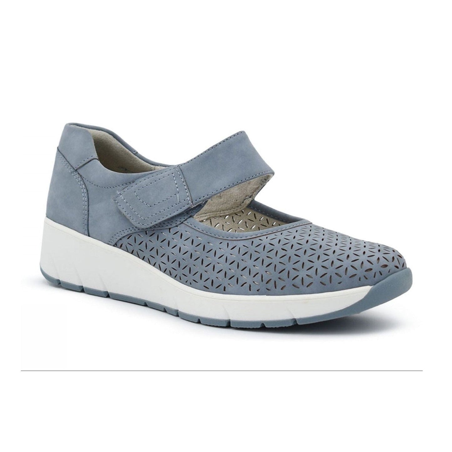 Jana 24664-42 Touch fastening Bar Shoe With Wedge Heel DENIM