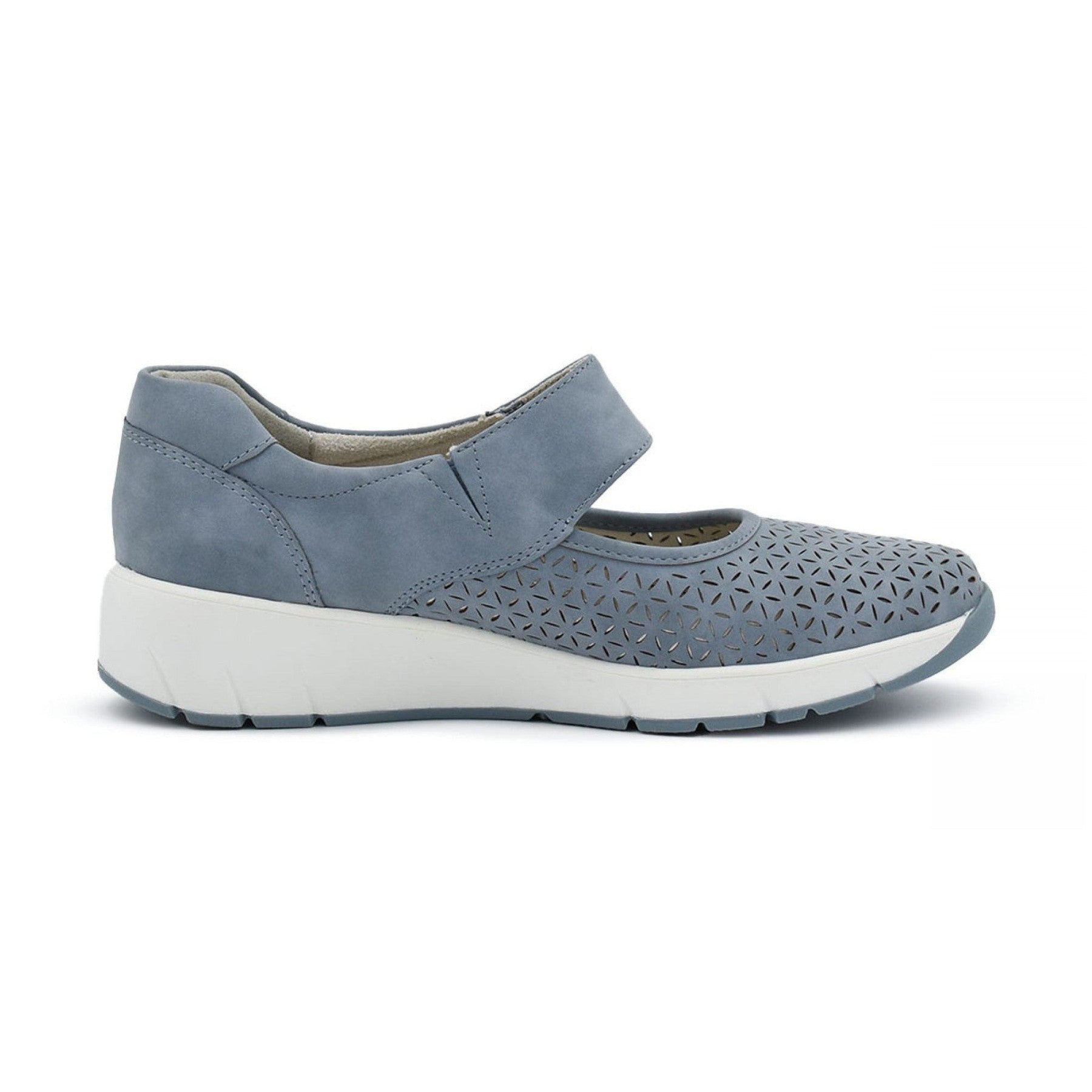 Jana 24664-42 Touch fastening Bar Shoe With Wedge Heel DENIM