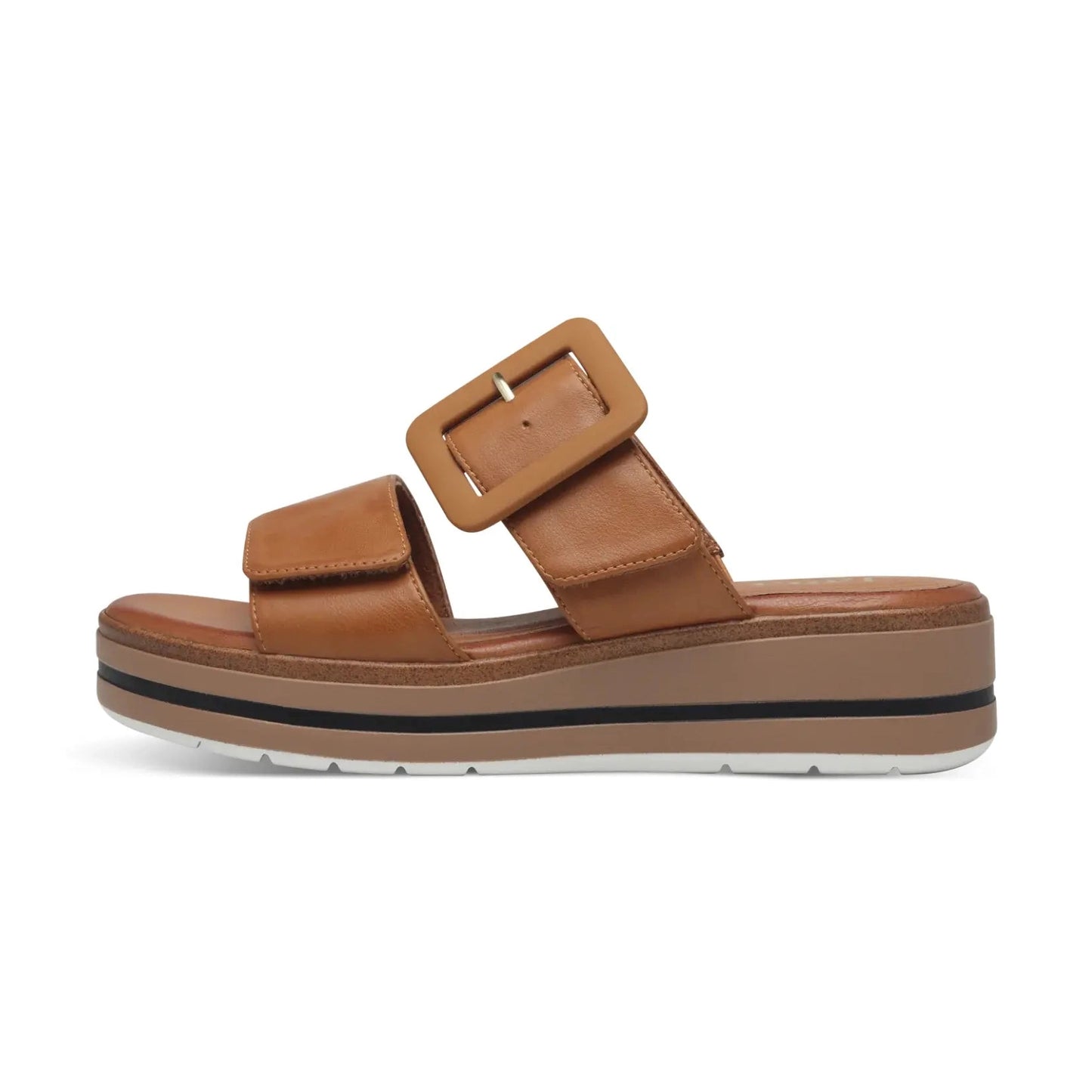 Jana 27271-42 TAN Touch Fastening Adjustable Wedge Mule Sandal