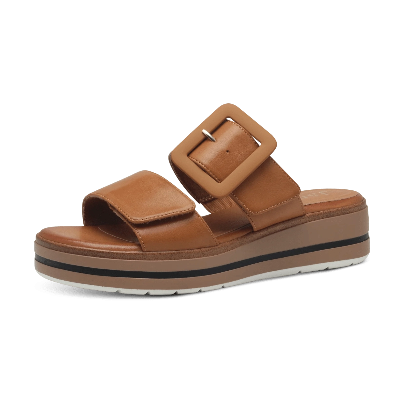Jana 27271-42 TAN Touch Fastening Adjustable Wedge Mule Sandal