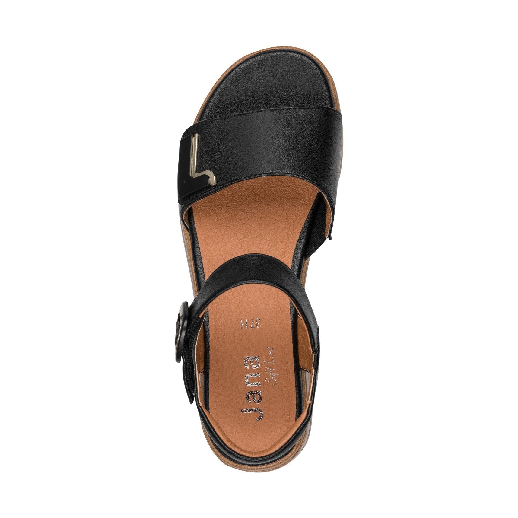 Jana BLACK 28269 Flatform Adjustable Wedge Sandal