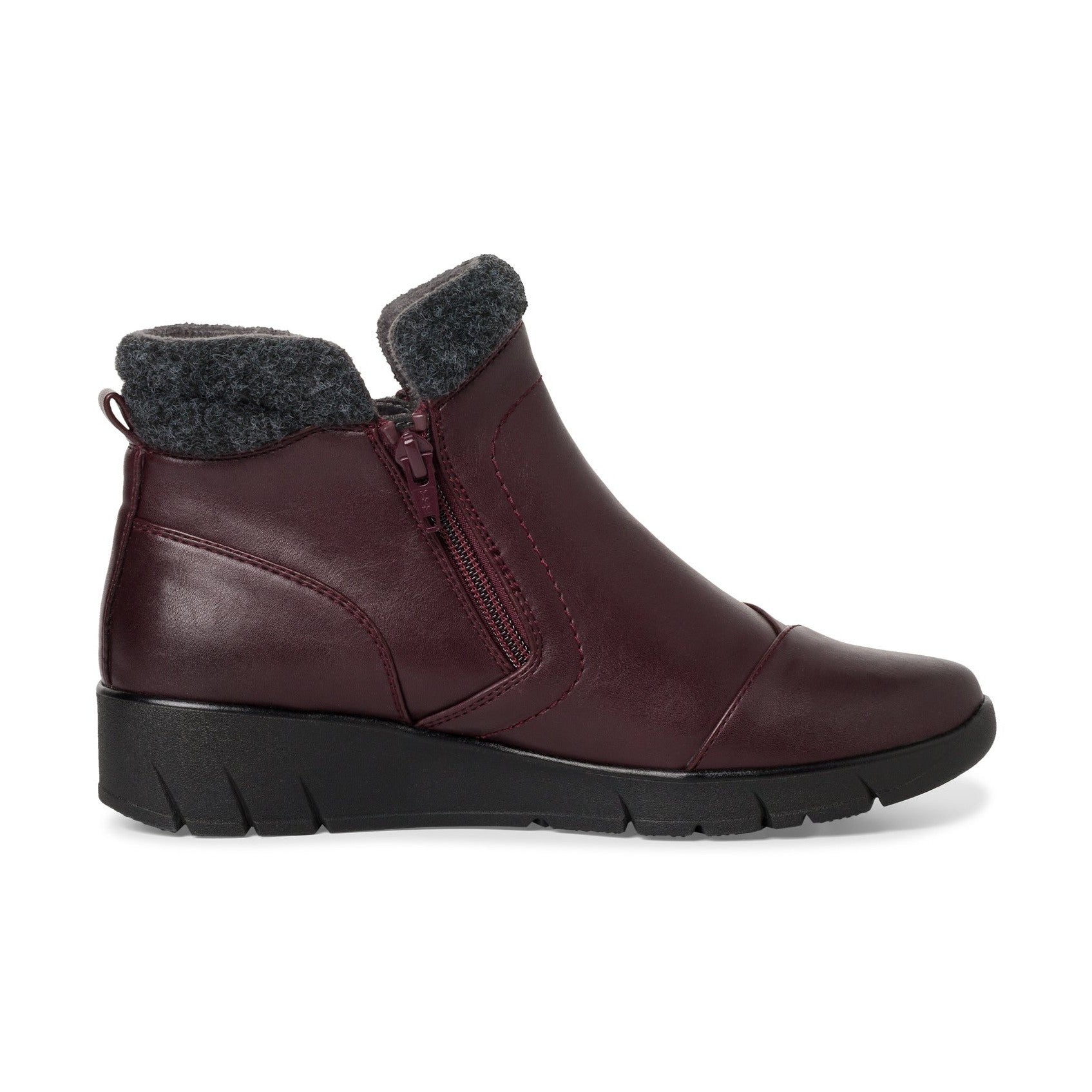Jana Wedge Ankle Boot with zip 26461 MERLOT