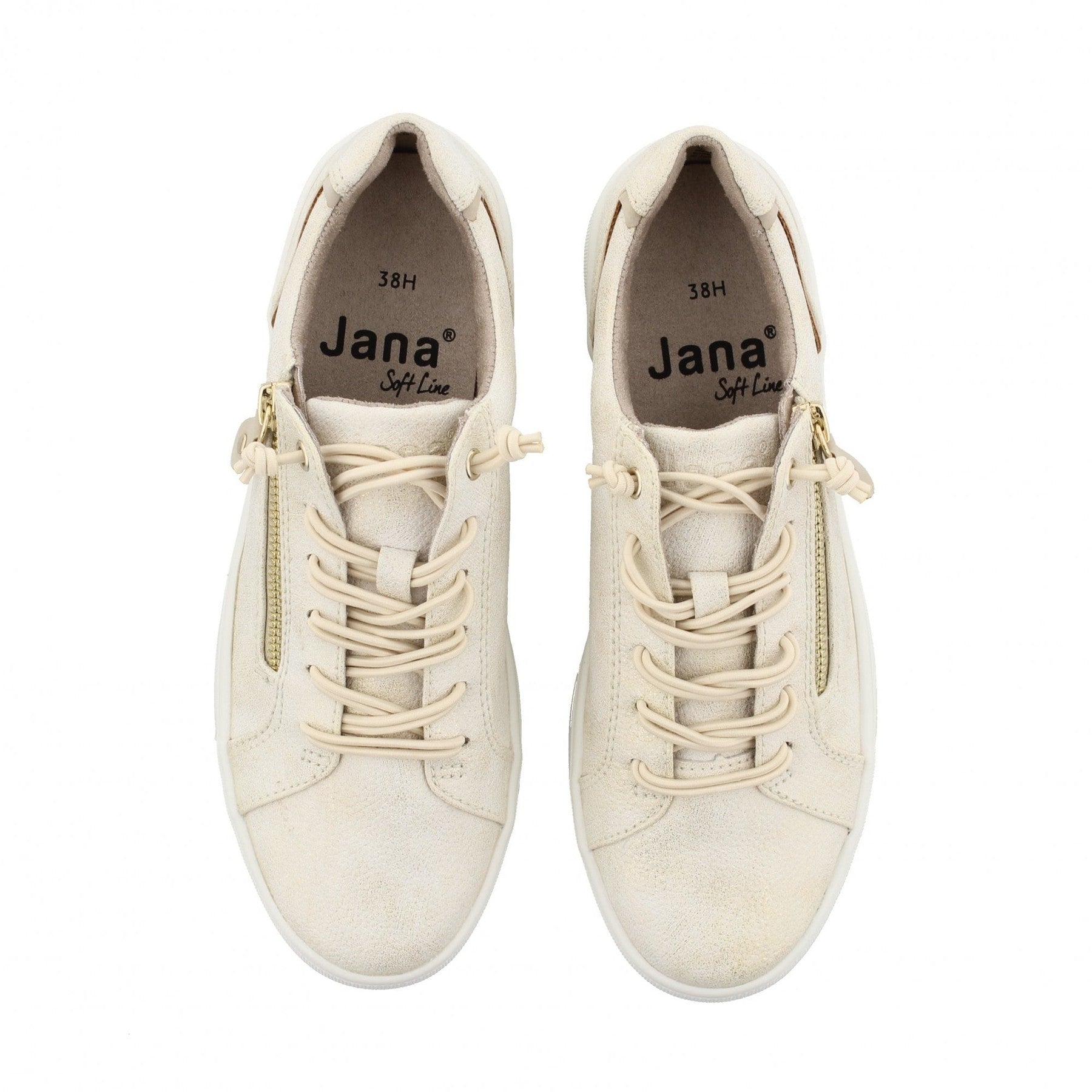Jana Wide Fit Trainer With Zip and Laces 23660-949 CLOUDY GOLD