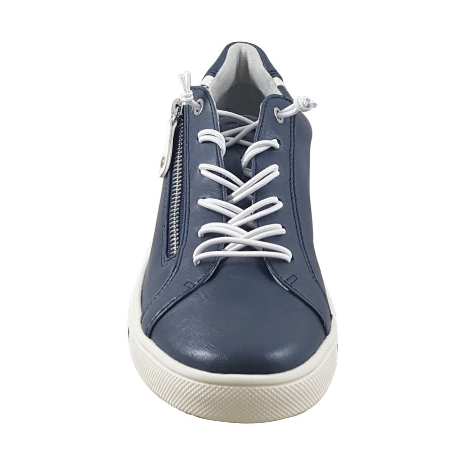Jana Wide Fit Trainer With Zip and Laces 23660 NAVY