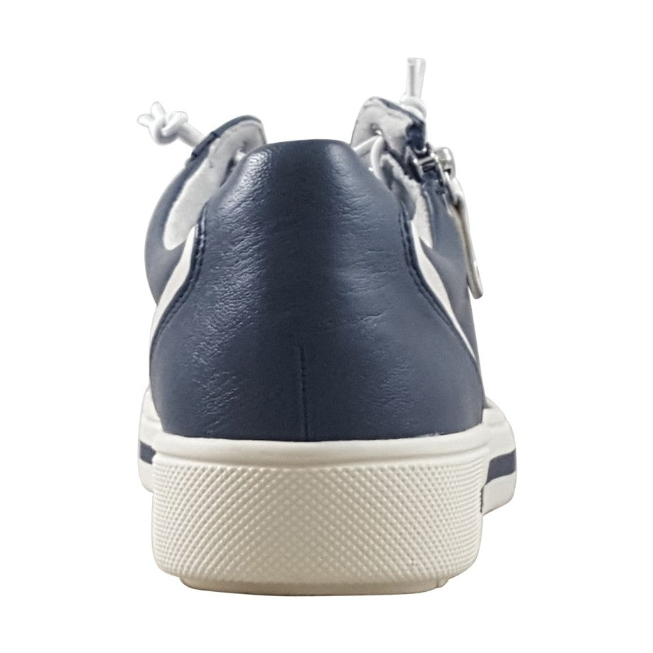 Jana Wide Fit Trainer With Zip and Laces 23660 NAVY