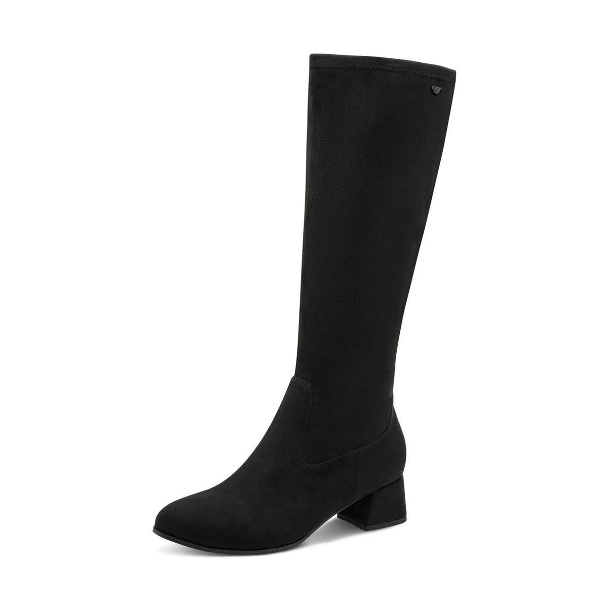 Jana 25569-47 BLACK Long Leg Wide Fit Faux Suede Block Heel Zip Boot