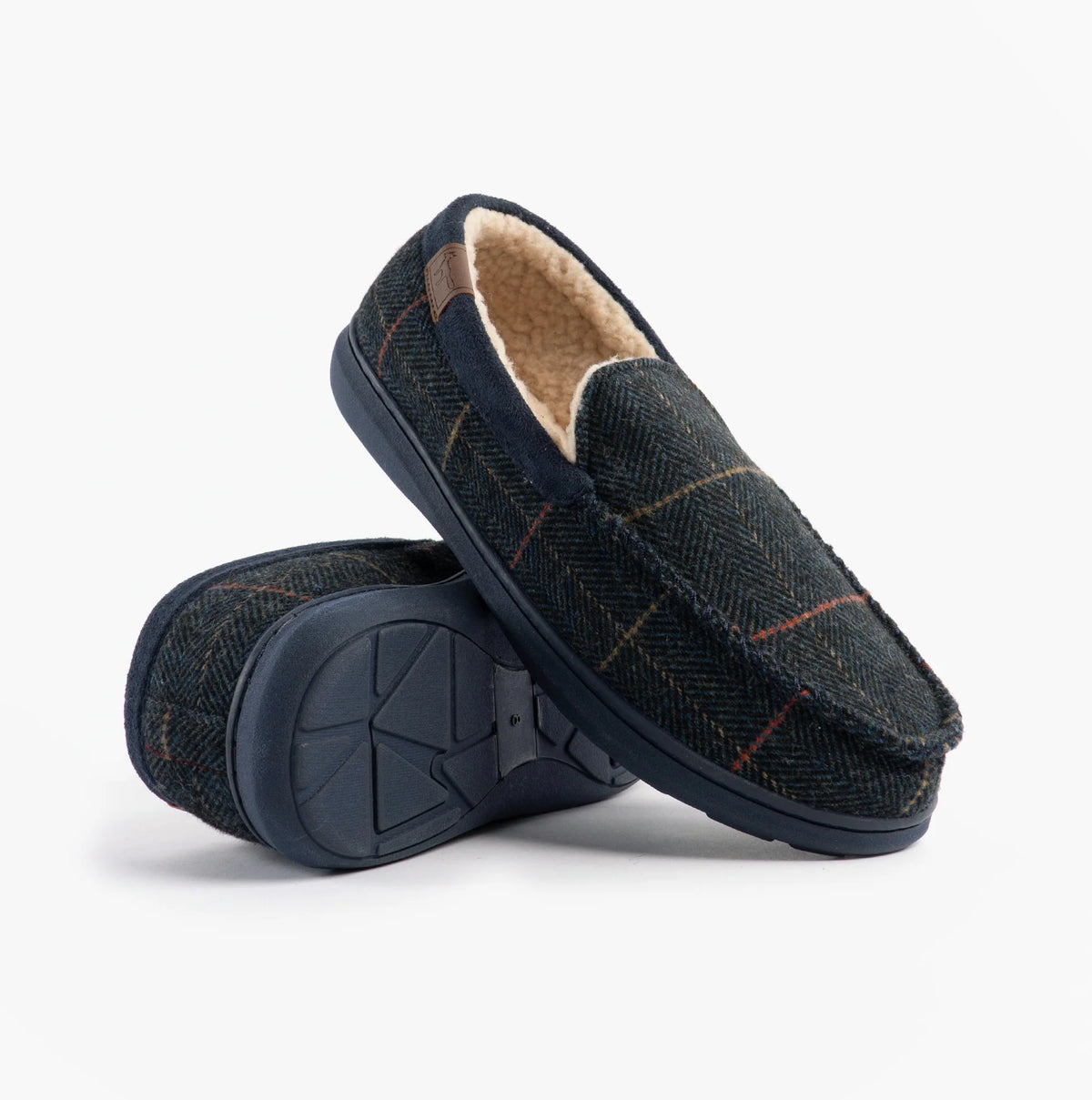 Jo & Joe Glencore NAVY Check Moccasin Style Slipper