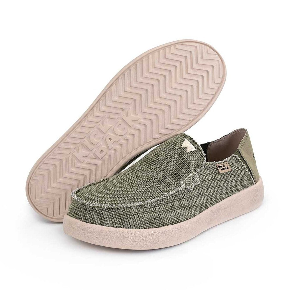 Kickback Barbeach KHAKI Woven Canvas Slip On Shoe K10354103