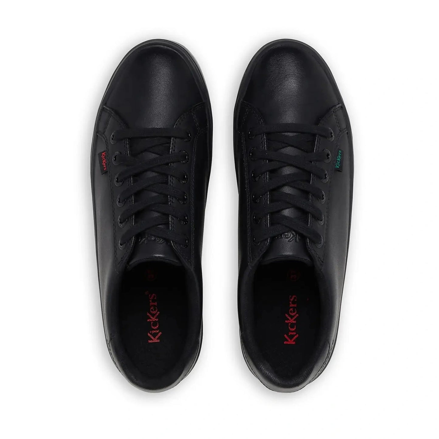 Kickers Tovni Stack BLACK Leather Lace Up Shoes