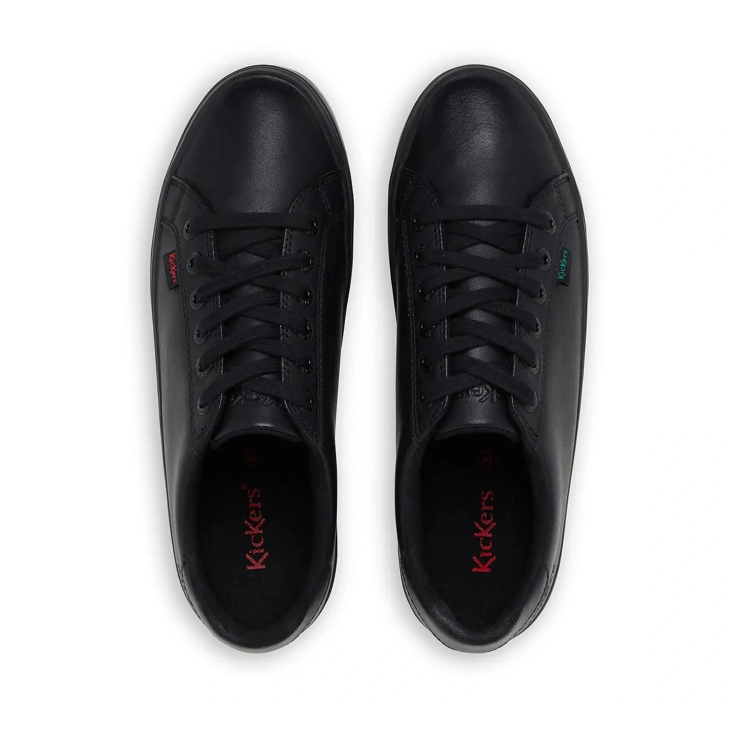 Kickers Tovni Stack BLACK Leather Lace Up Shoes